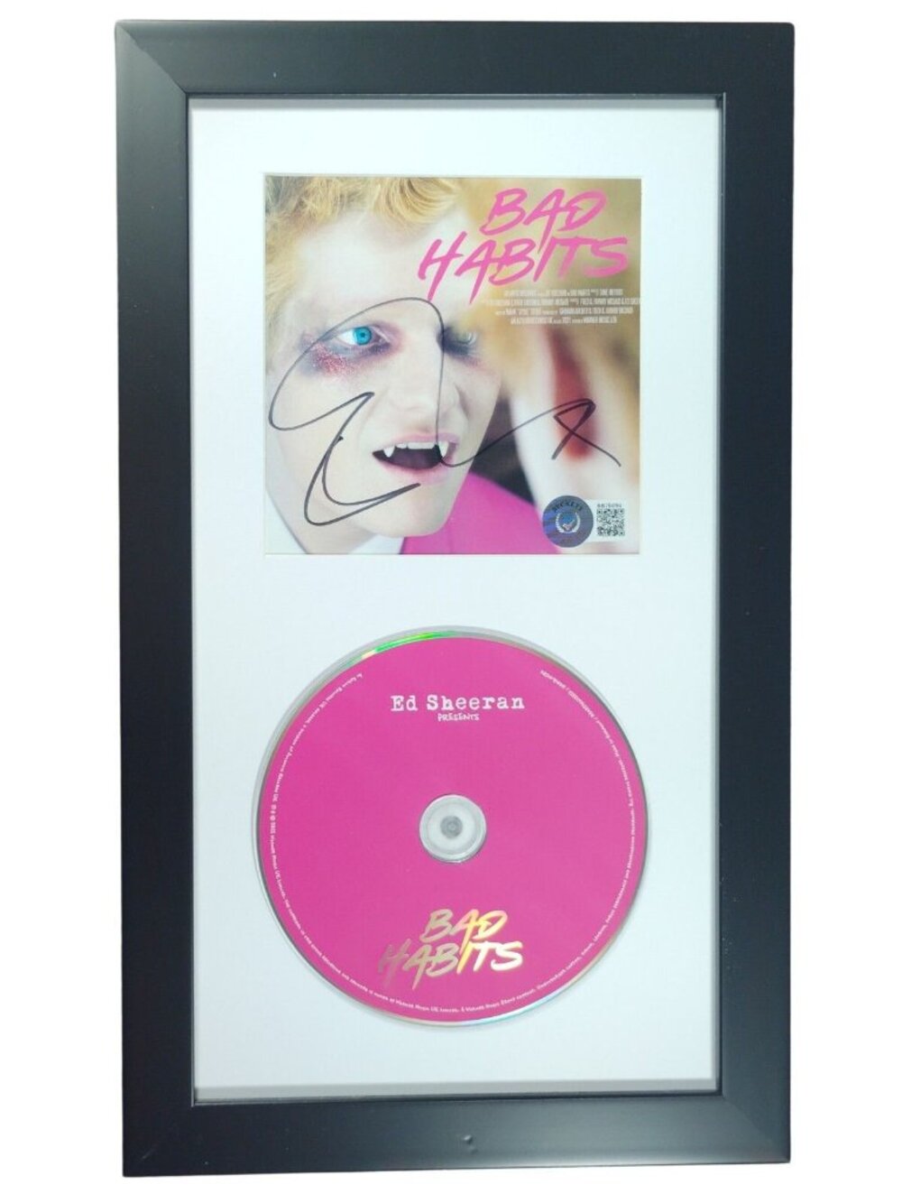 Ed Sheeran Signed Bad Habits CD Cover Framed Beckett COA